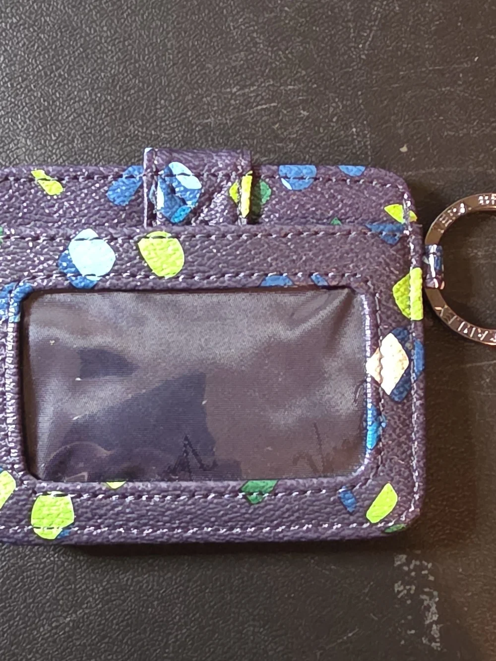 Vera Bradley Purple Multi-Color Patterned ID Card Holder Keychain